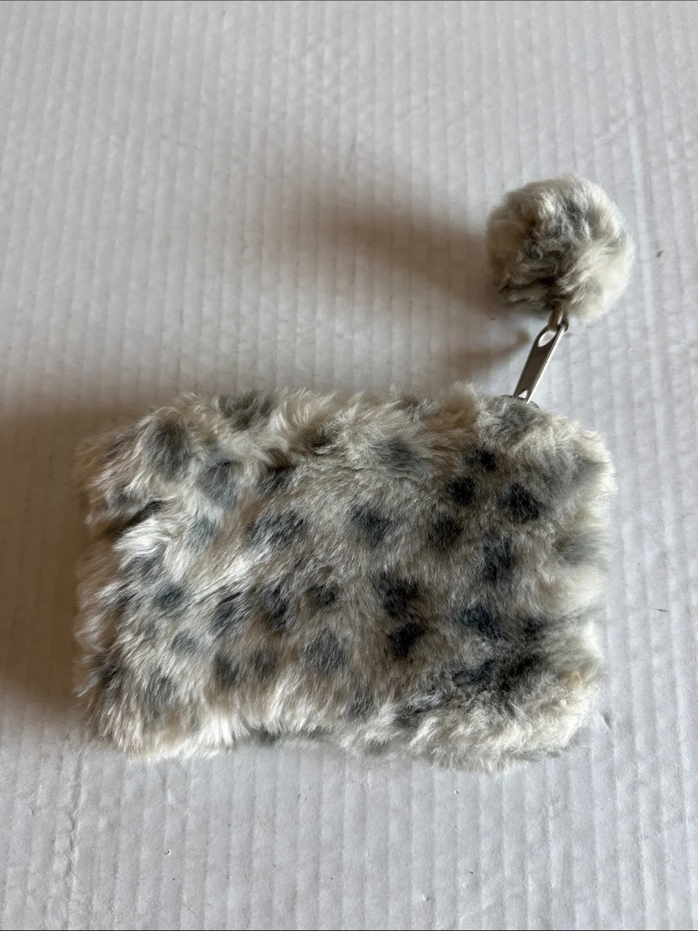 Pottery Barn Faux Snow Leopard Fur Cosmetic Pouch